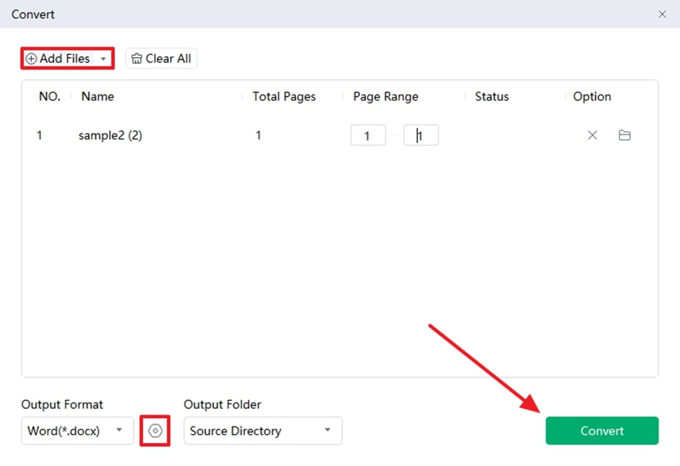 set conversion settings and convert