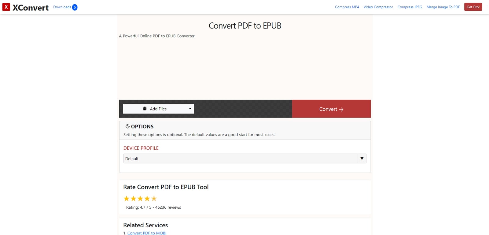 xconvert pdf to epub converter