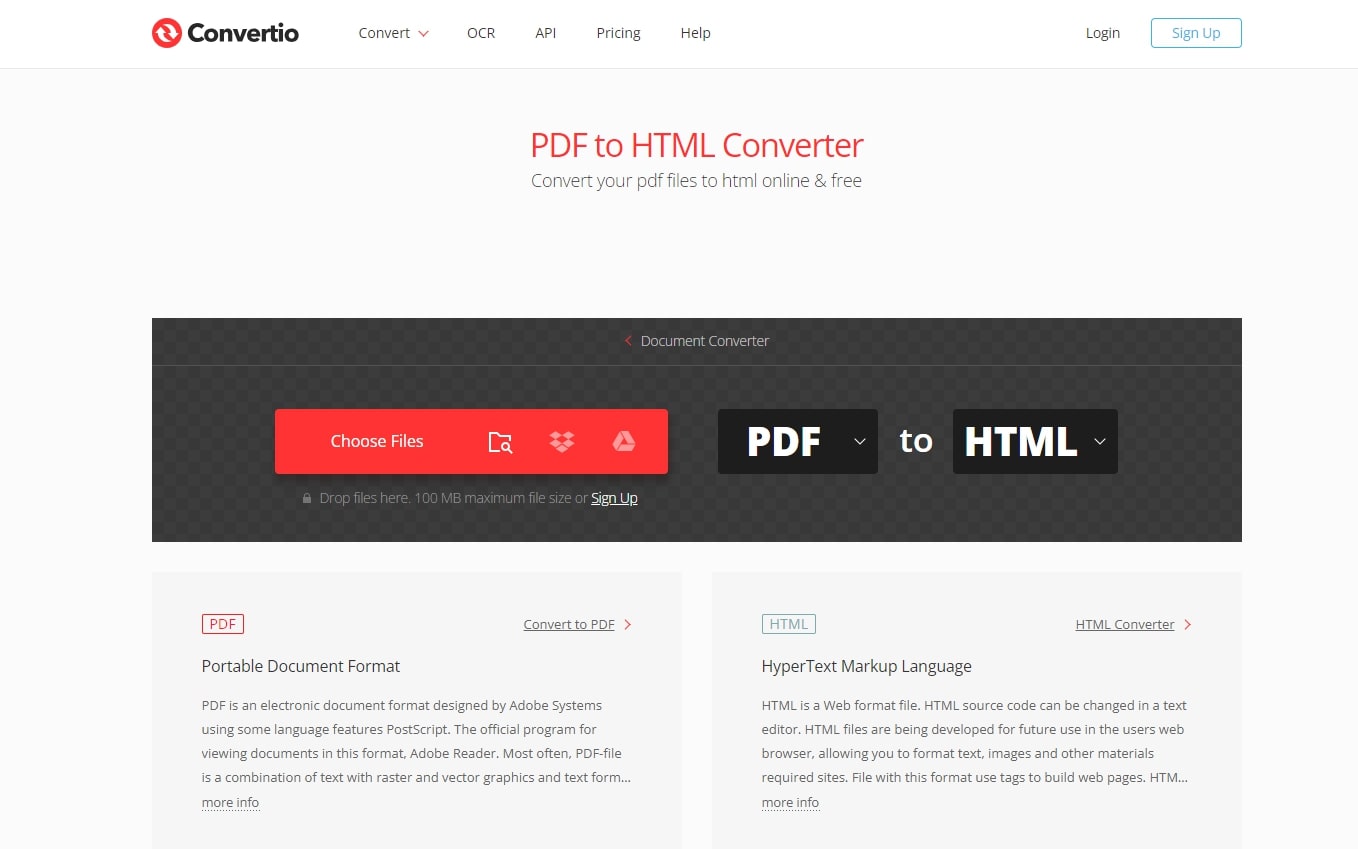 convertio pdf to html converter