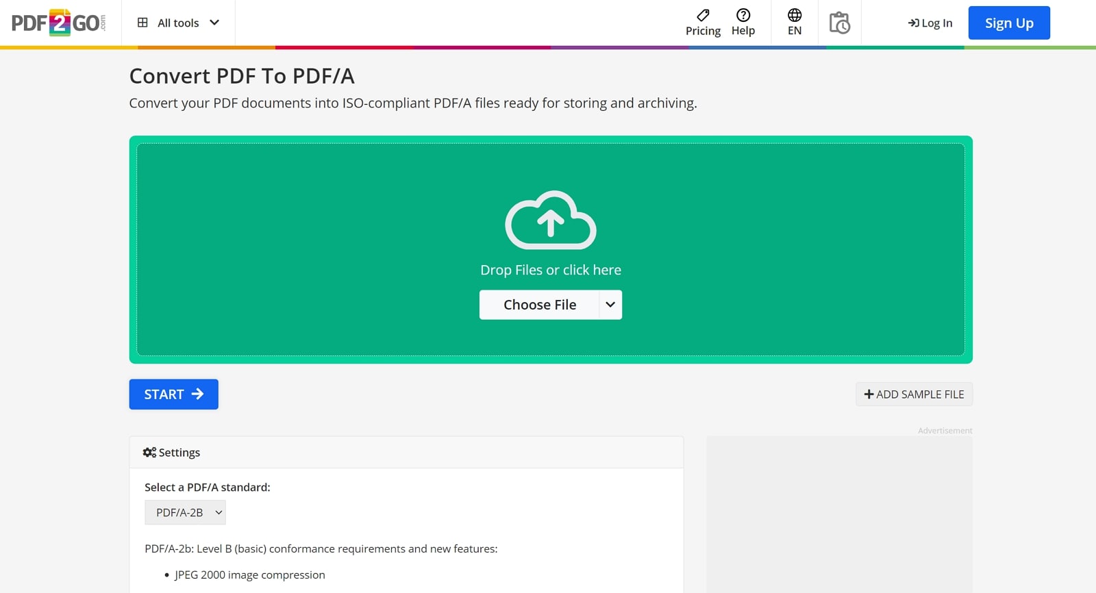 pdf2go pdf to pdfa converter