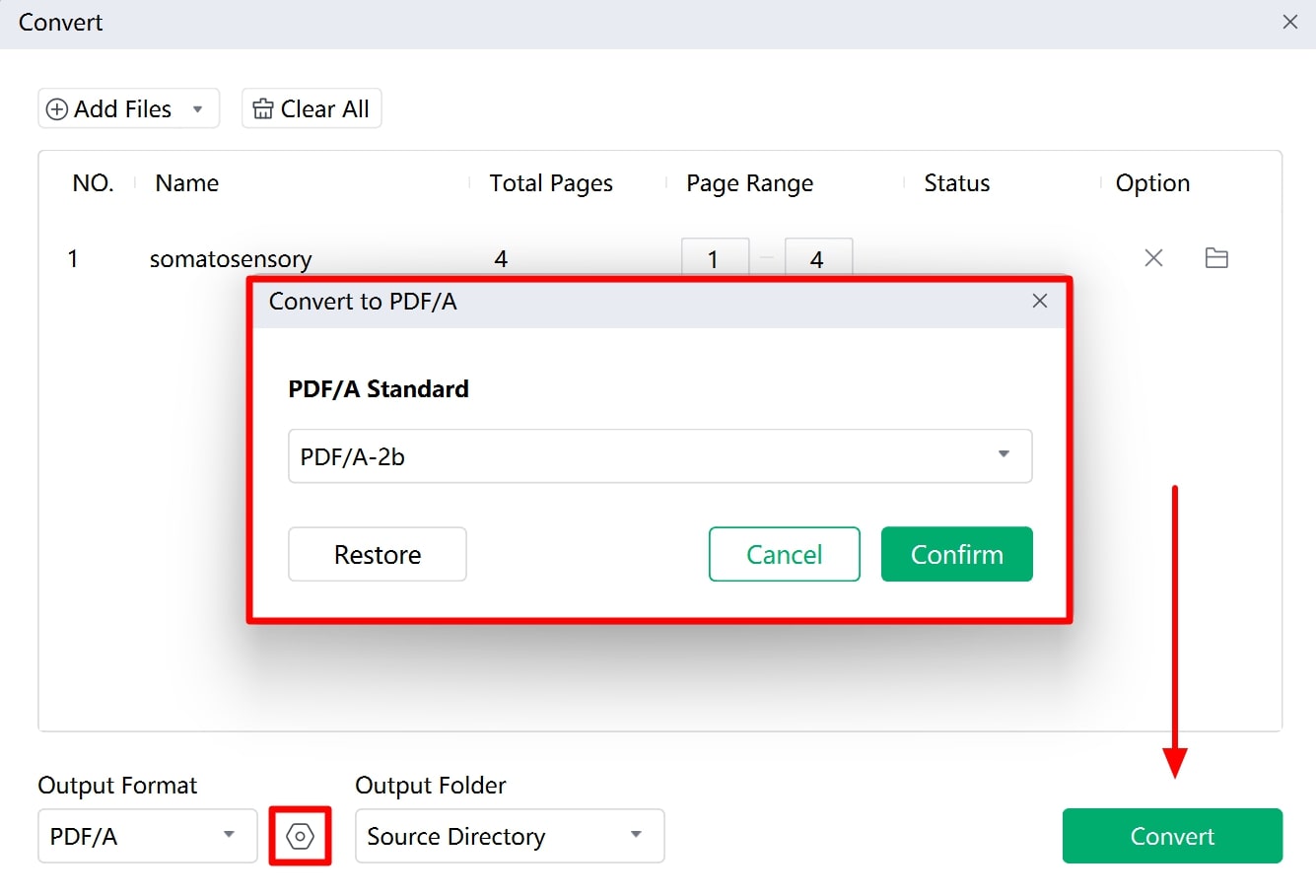 convert pdf to pdfa with afirstsoft