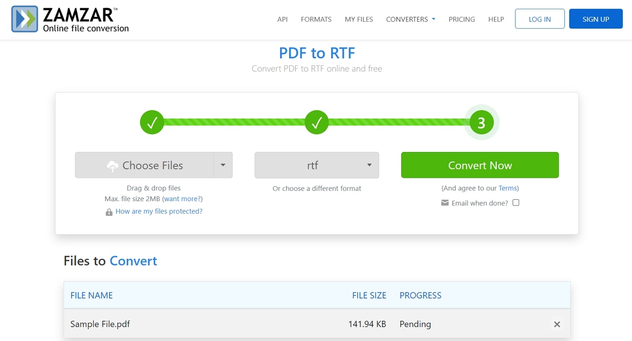 zamzar pdf to rtf converter