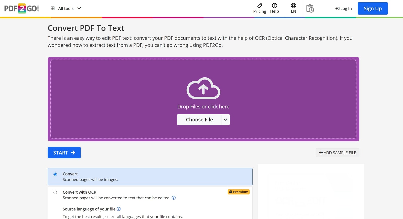 pdf2go pdf to text converter