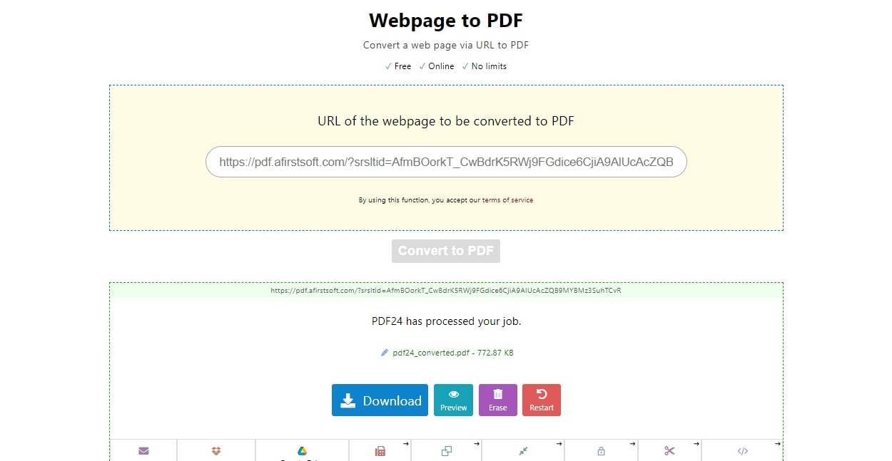 pdf24 webpage to pdf converter