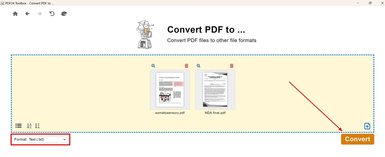 add files and convert on pdf24