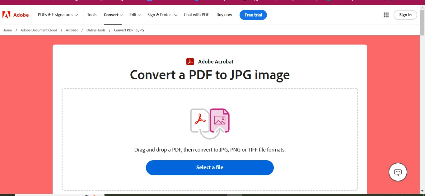 adobe’s pdf to image converter tool