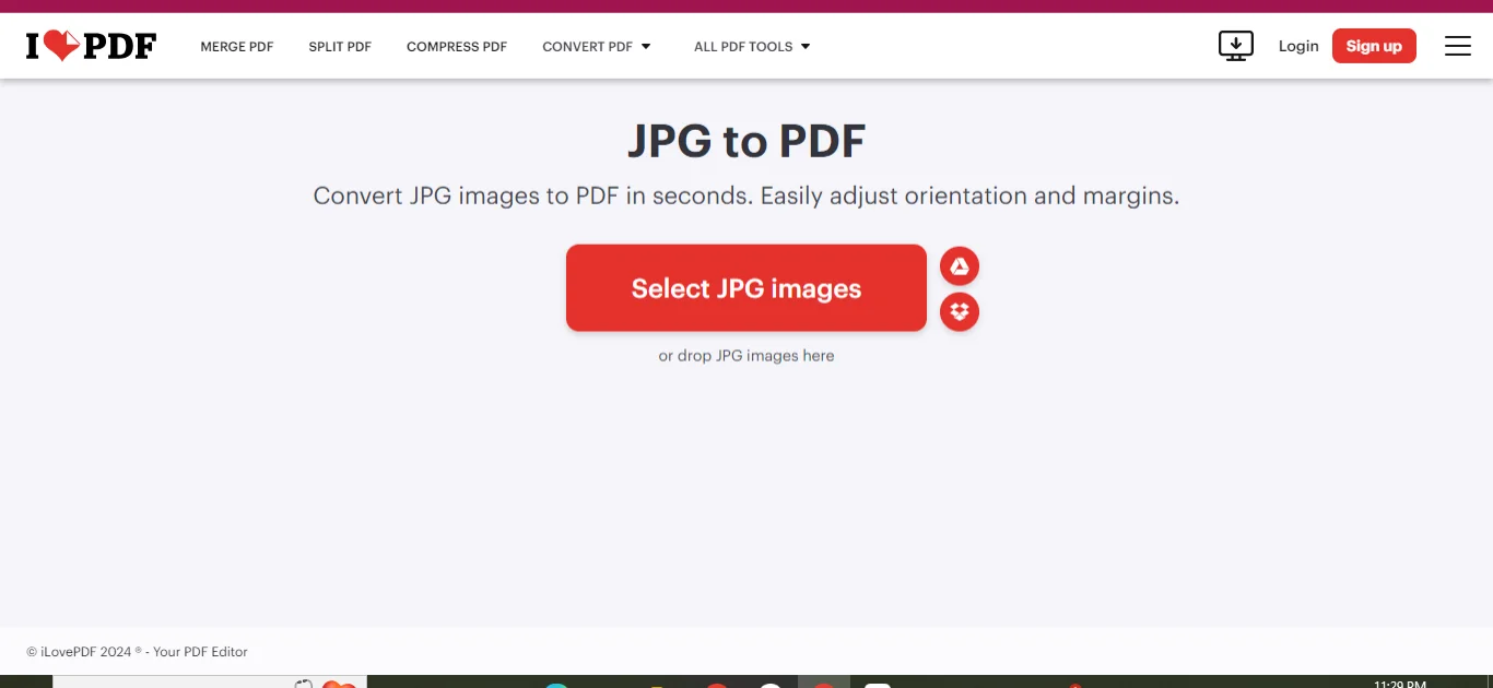 ilovepdf’s png to pdf converter tool