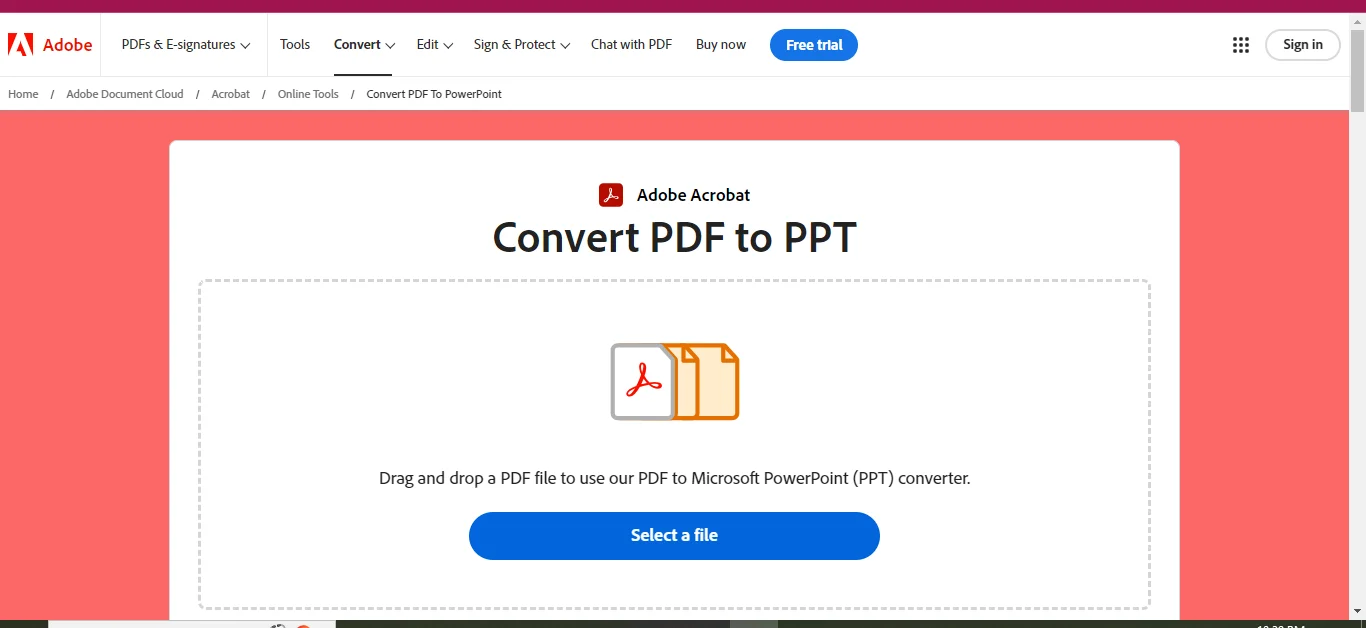 adobe’s pdf to ppt converter tool