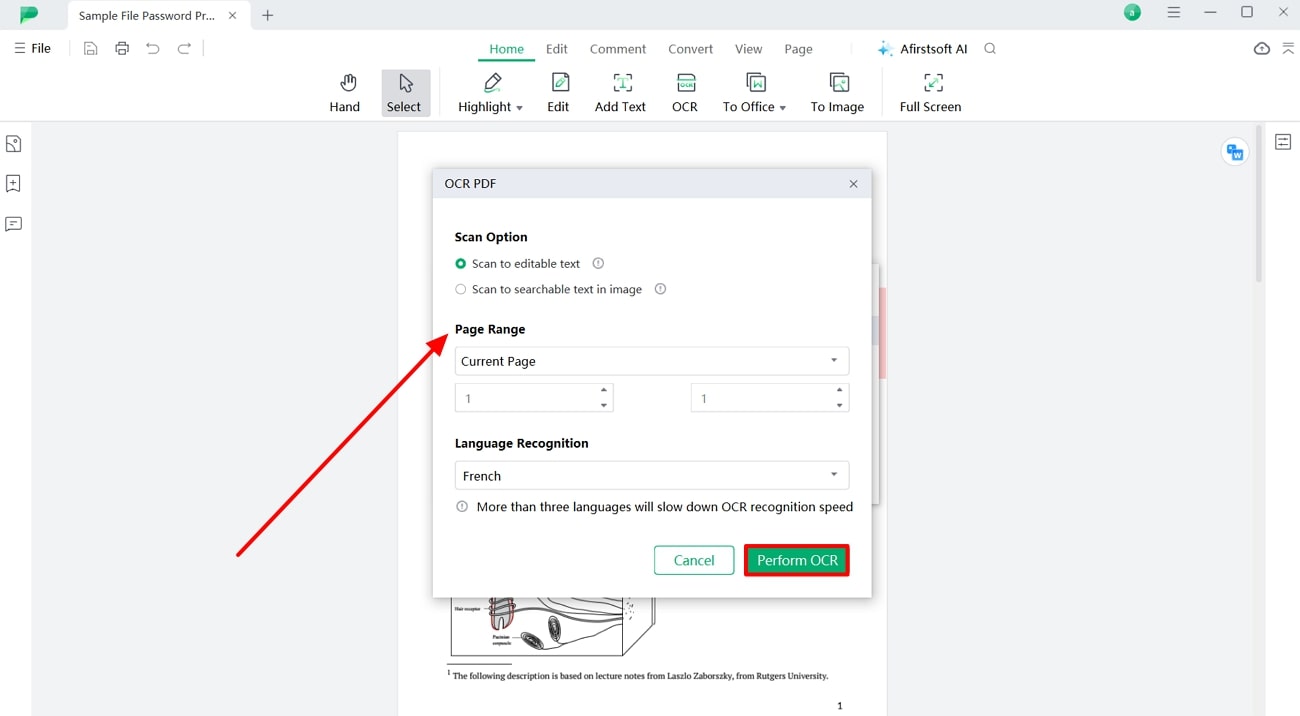 define ocr settings to convert