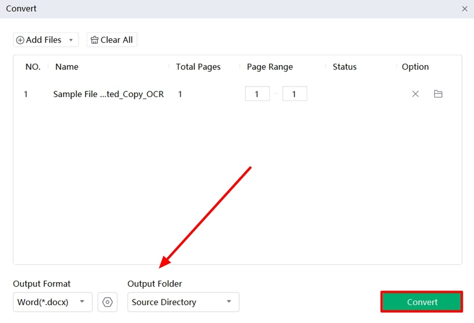 define conversion settings and execute