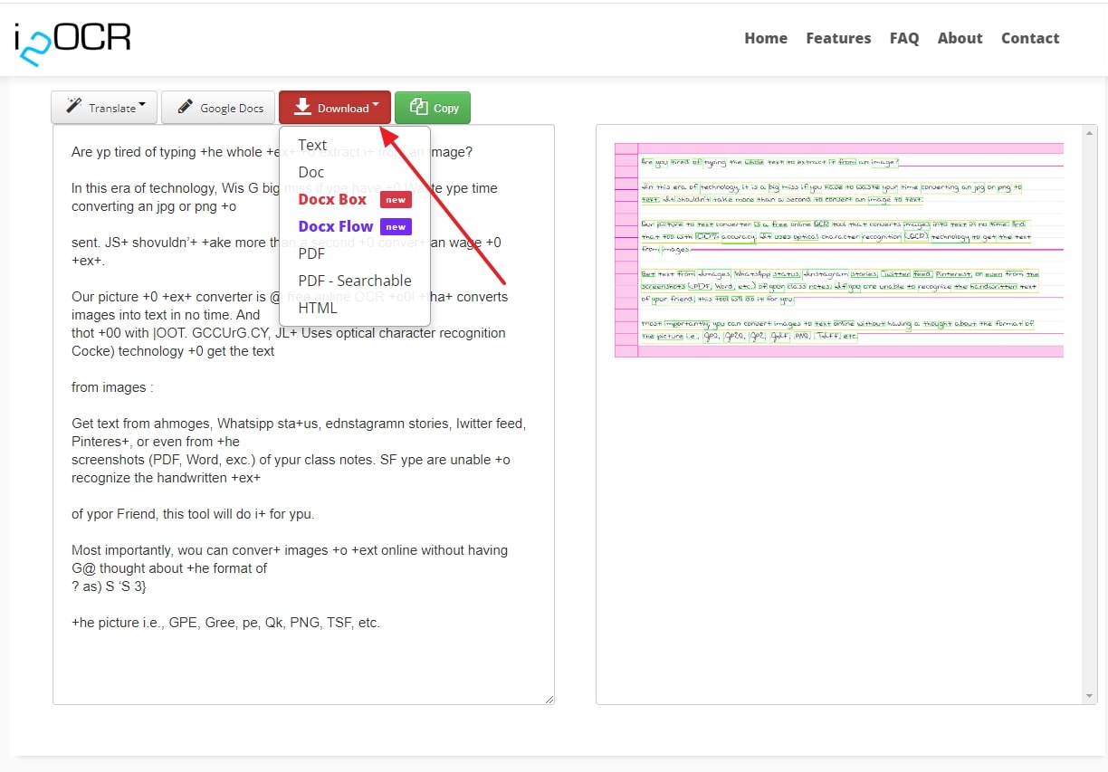 download in text format i2ocr