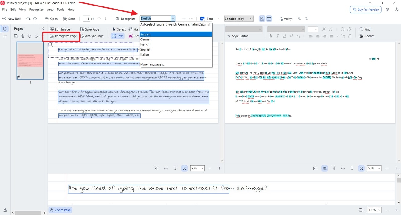 define export settings in abbyy