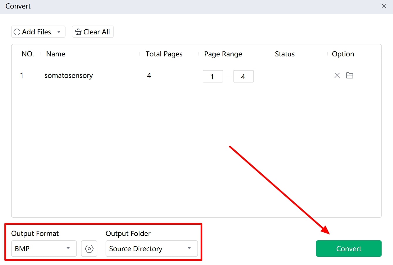 select bmp format and convert