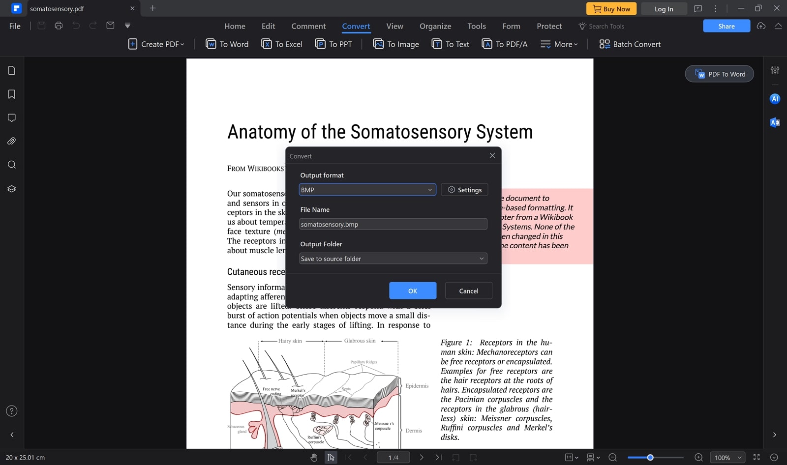 wondershare pdfelement convert pdf to bmp