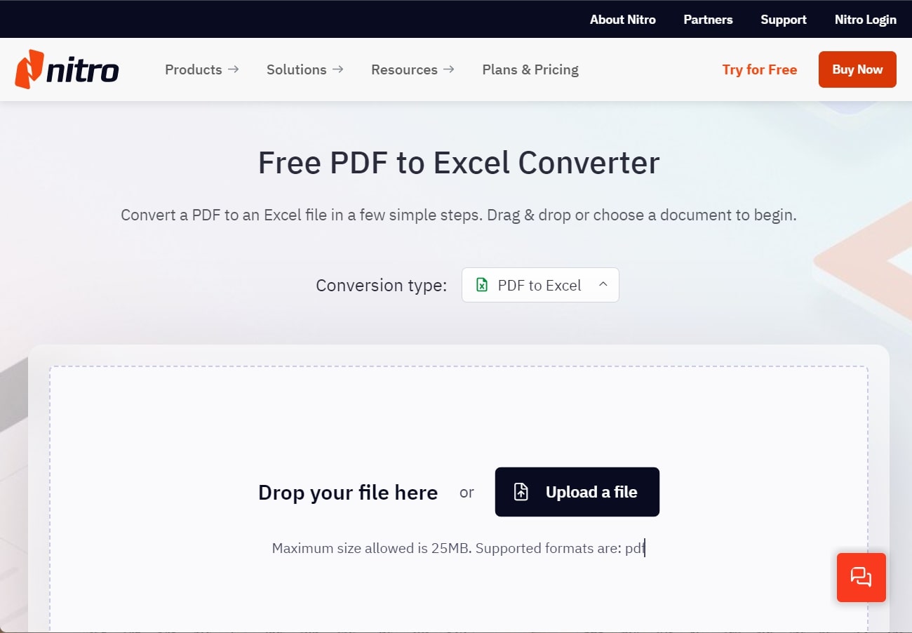 nitro convert pdf to excel