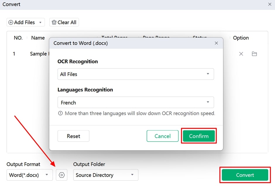 specify conversion settings and convert