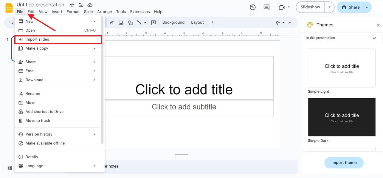 open google slides for importing