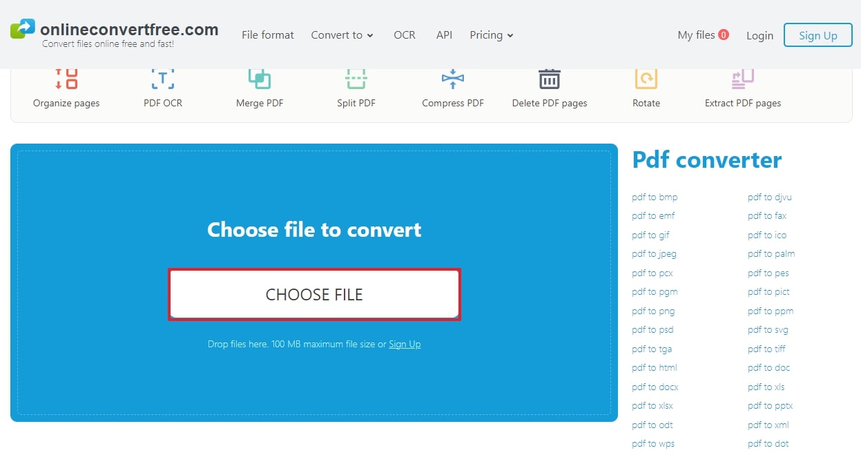 upload pdf in onlineconvertfree