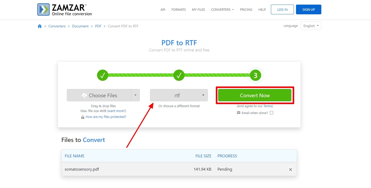 select format and convert zamzar