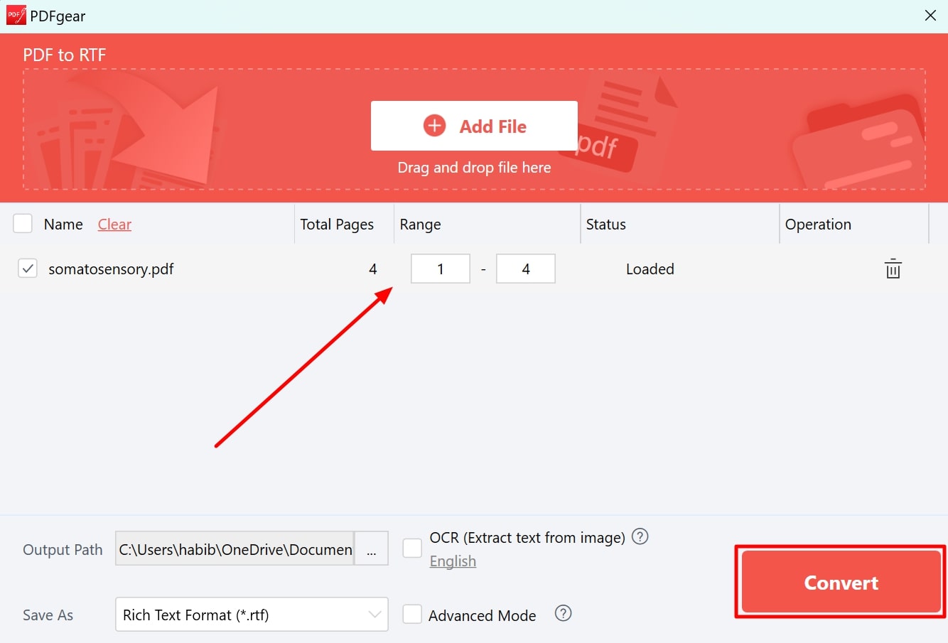 define parameters and convert pdf