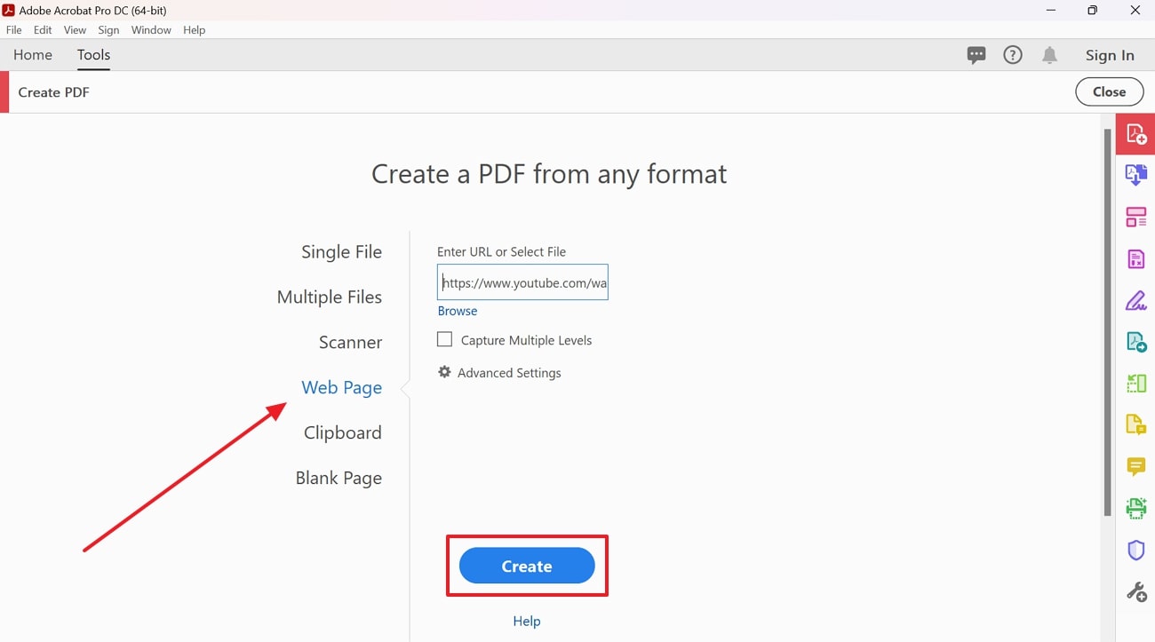 create pdf from acrobat