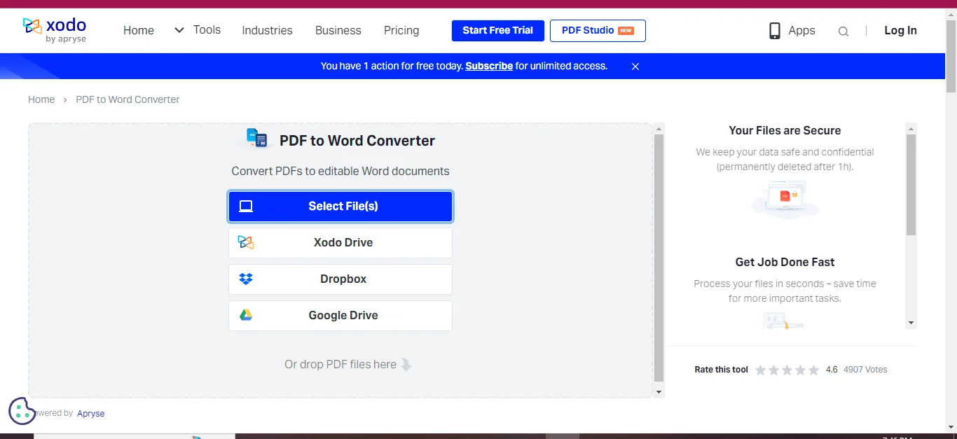 accessing xodo’s pdf to word converter