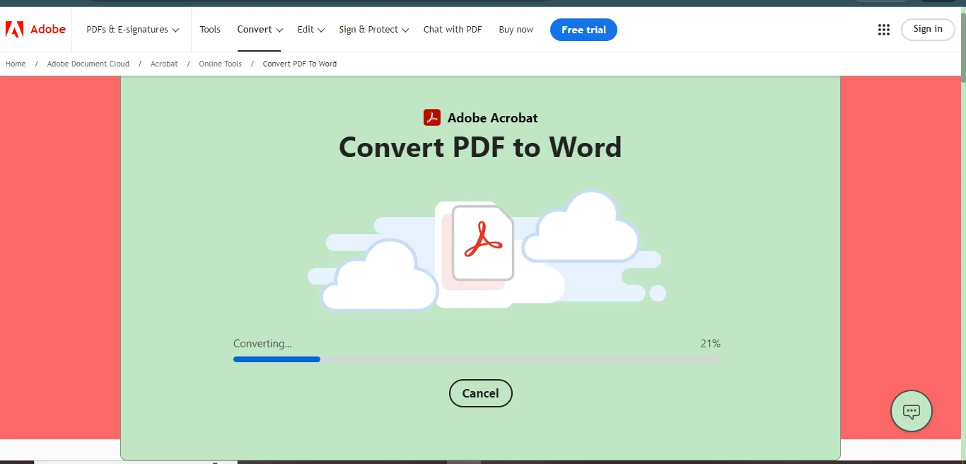 the pdf is being converted to word