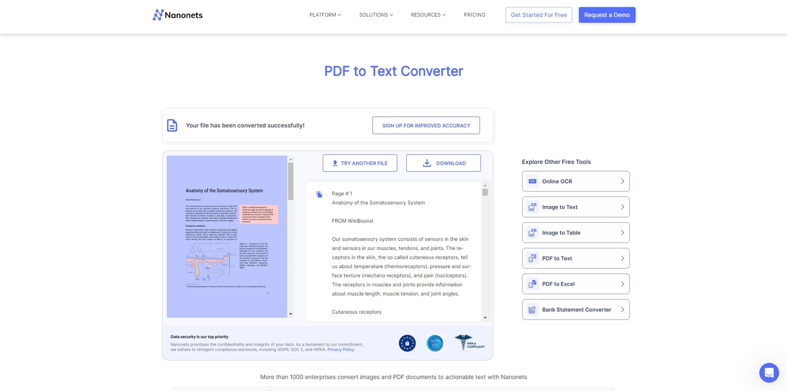 nanonets pdf to text converter