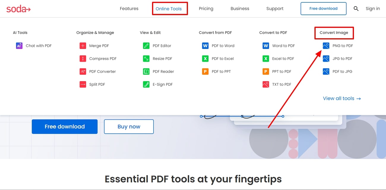 select png to pdf tool