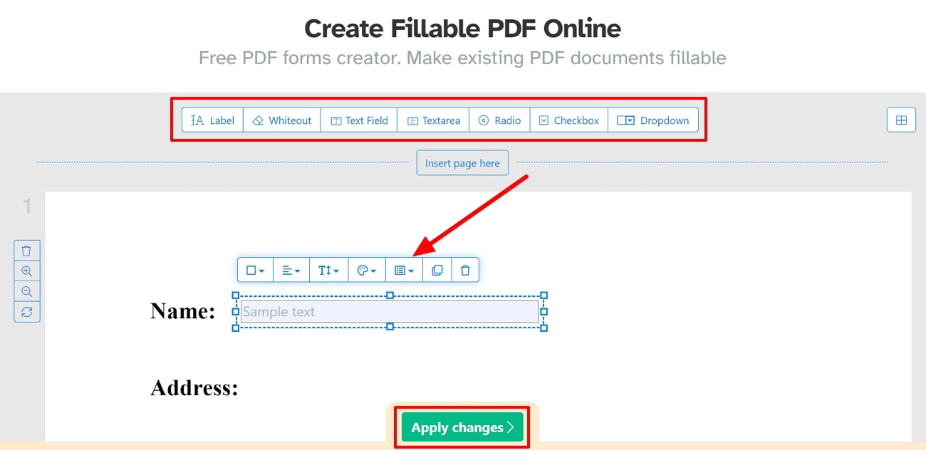 add the fillable fields