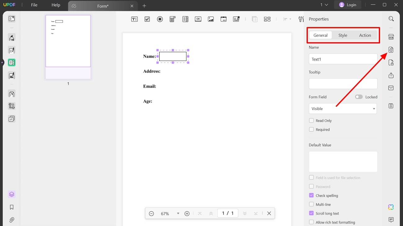 modify fillable fields properties