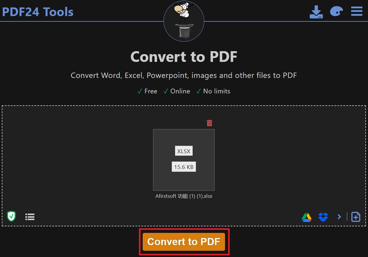 hit the convert to pdf button