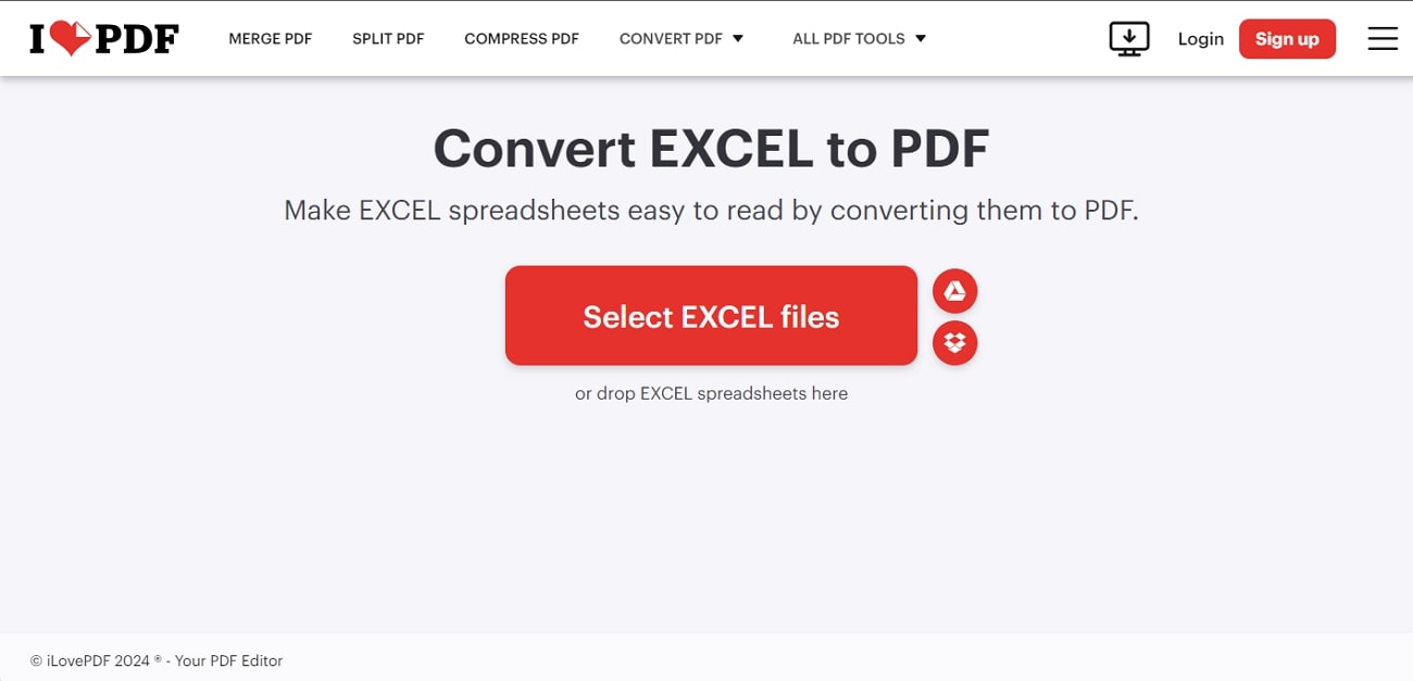 ilovepdf online excel to pdf converter