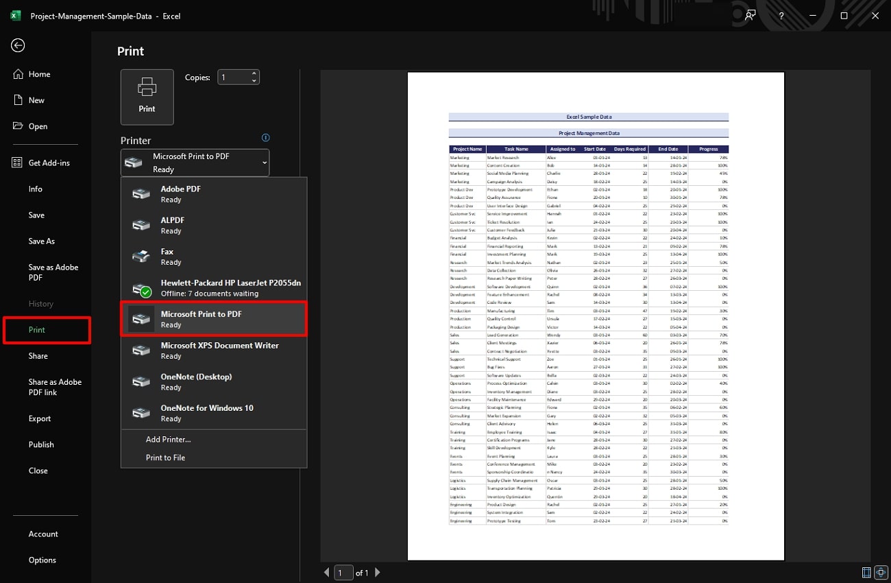 select microsoft print to pdf