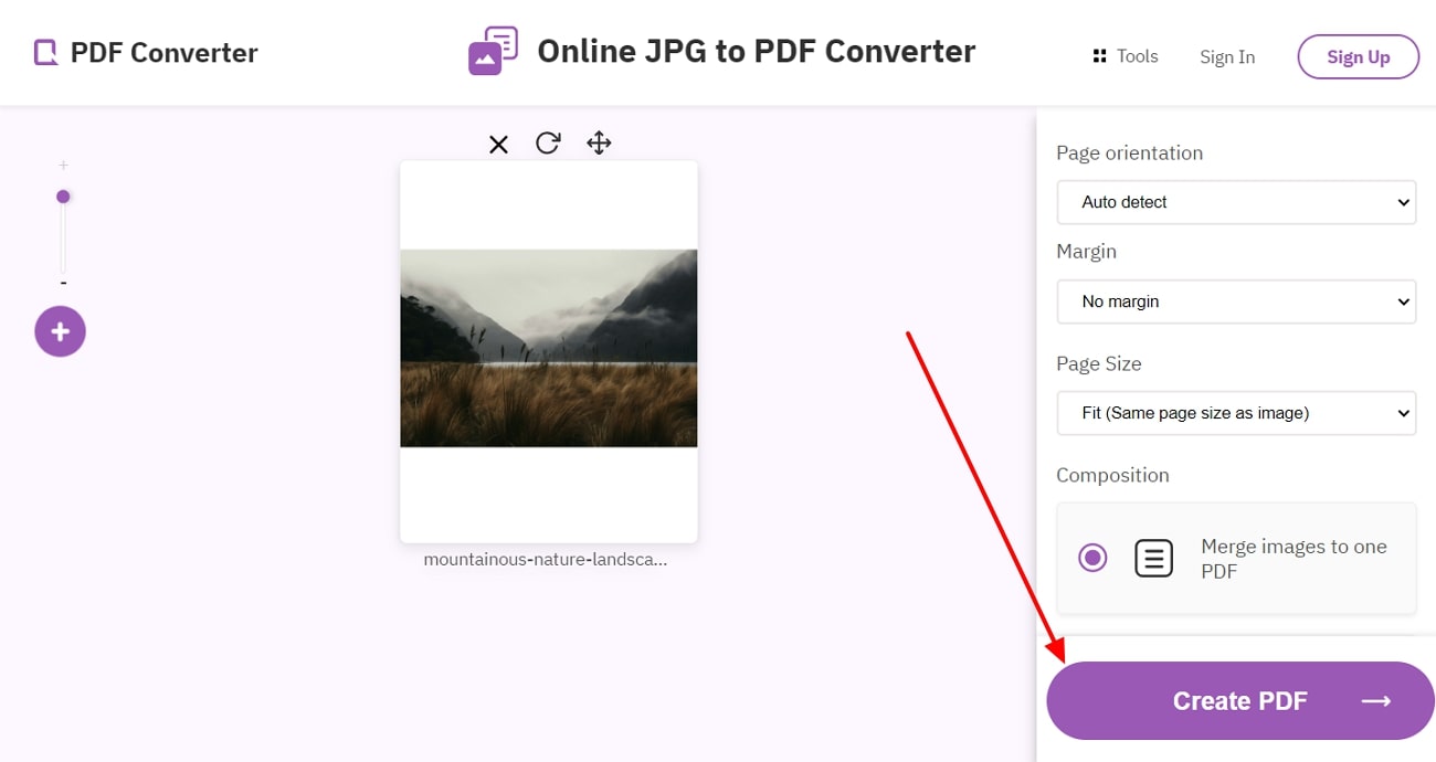 click the create pdf button