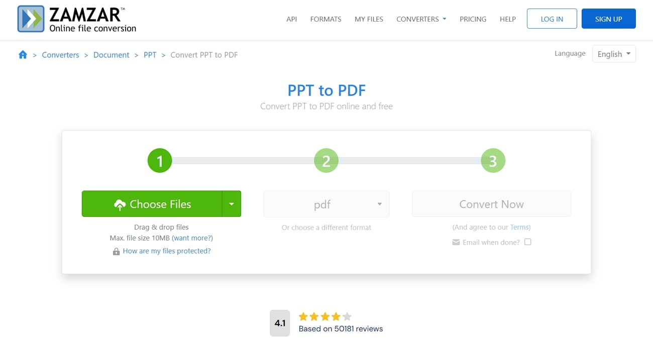 zamzar powerpoint to pdf converter