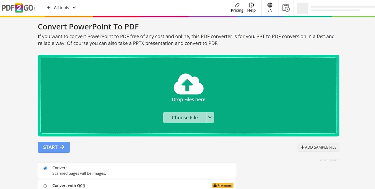 pdf2go powerpoint to pdf converter