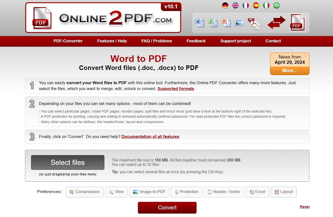 online2pdf word to pdf converter