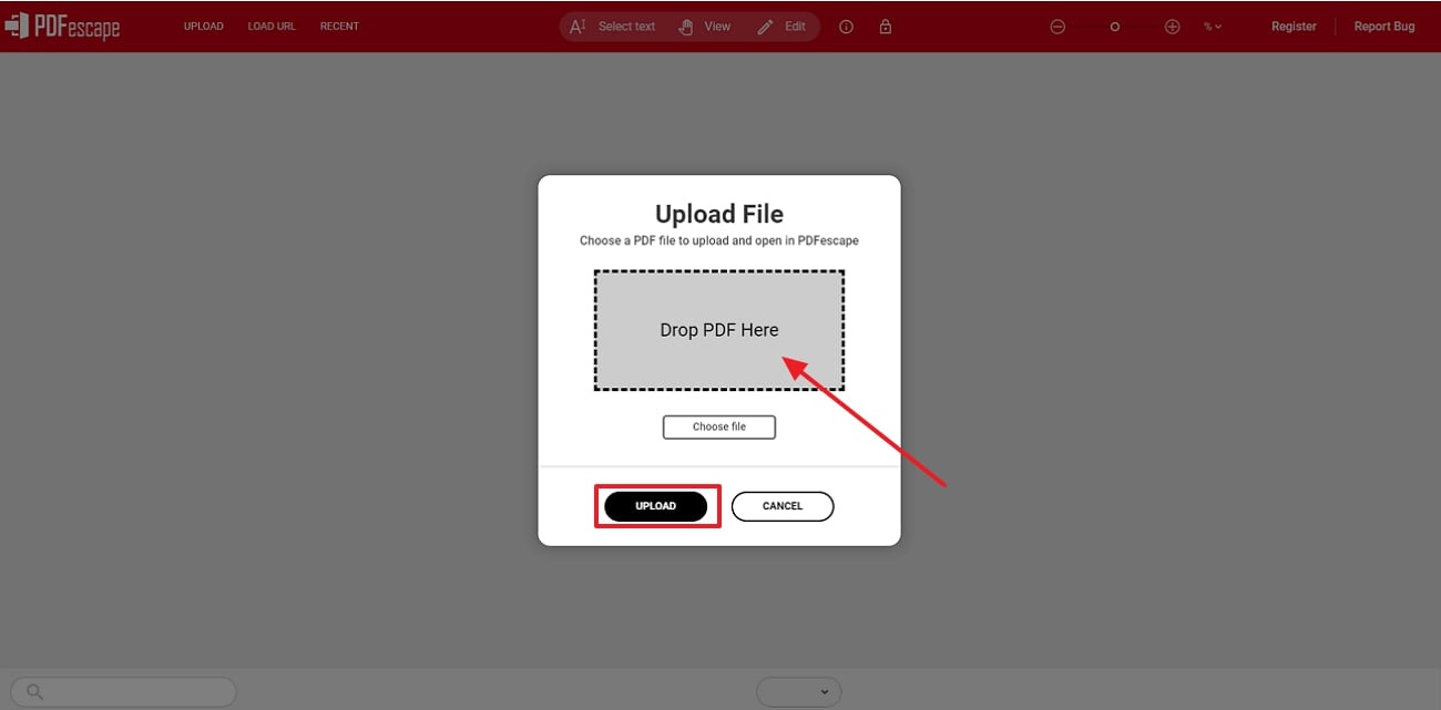 upload pdf across pdfescape