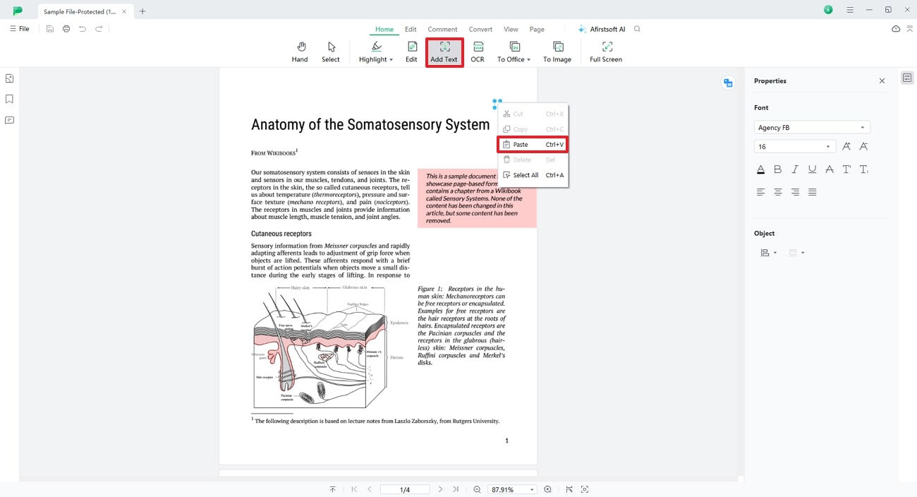 paste content in desired location