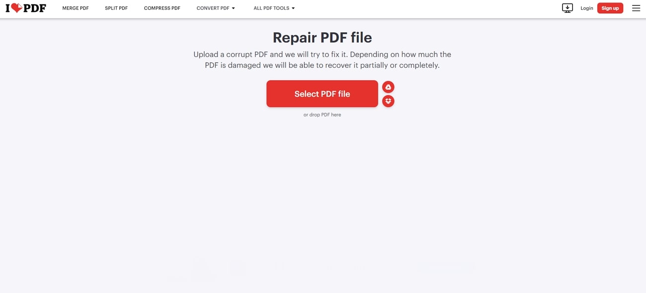 upload pdf file ilovepdf