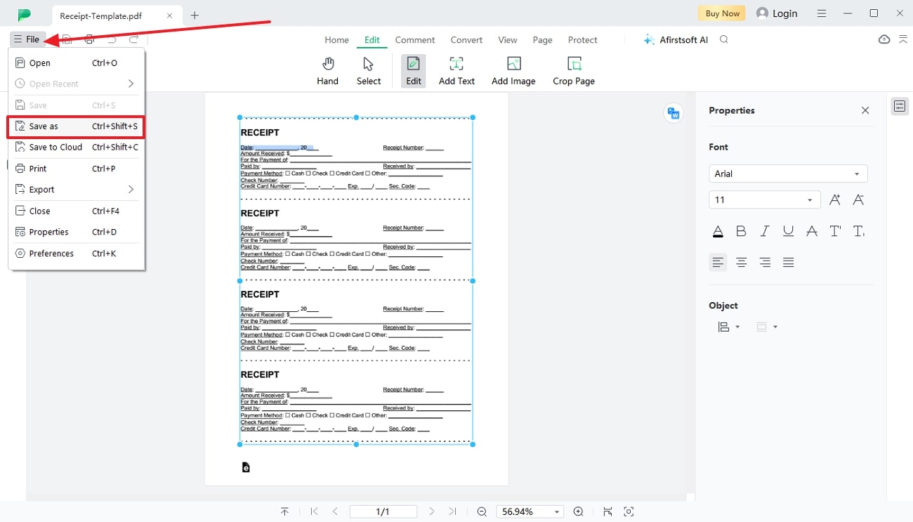 save receipt across afirstsoft pdf