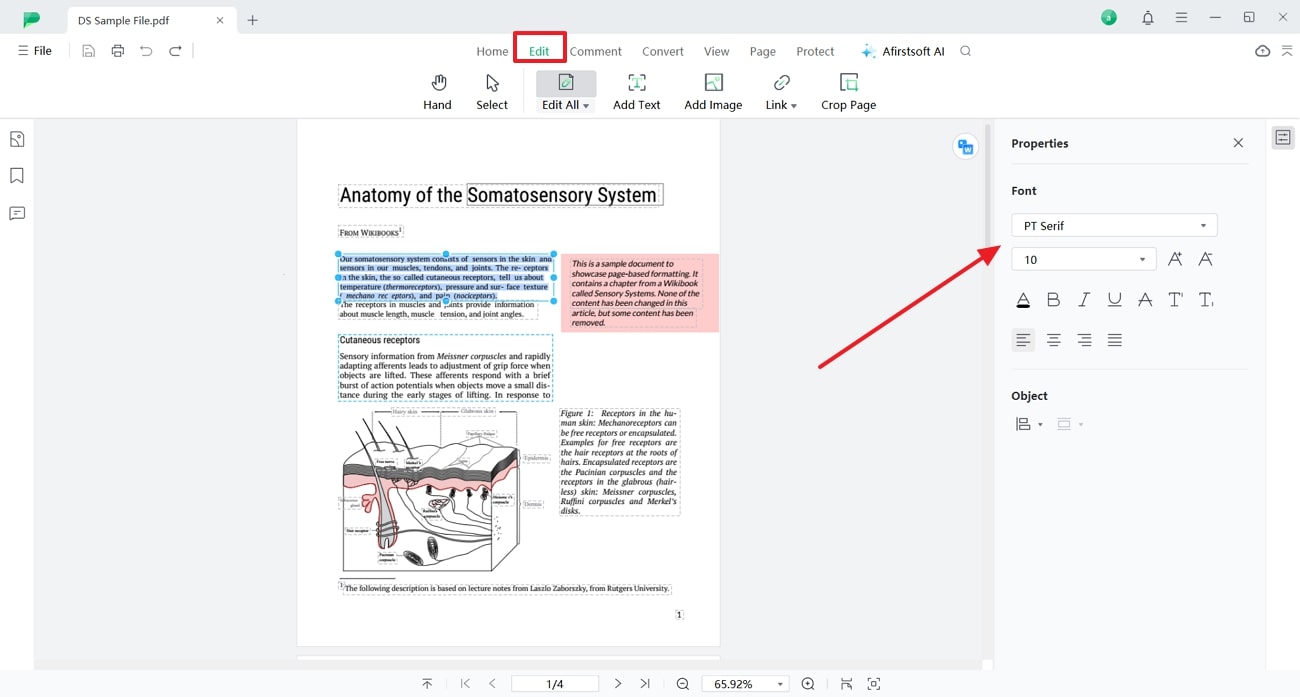 edit pdf text across afirstsoft