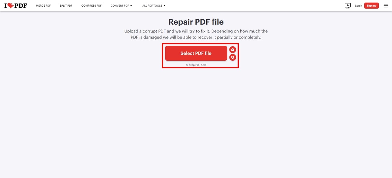 proceed to upload pdf ilovepdf