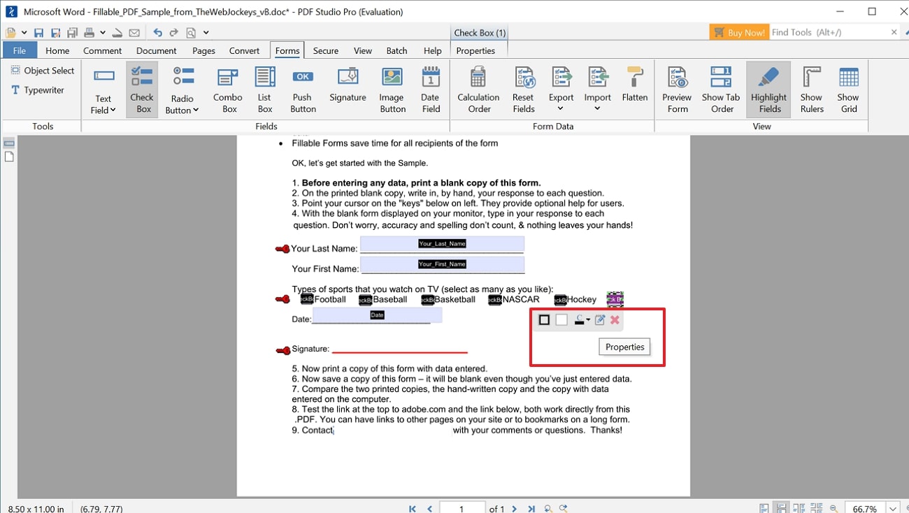 add and edit checkbox pdf studio