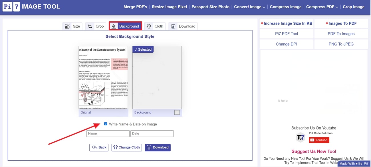 add page number across pi7