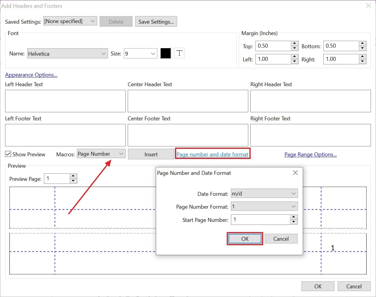 define page number in macros