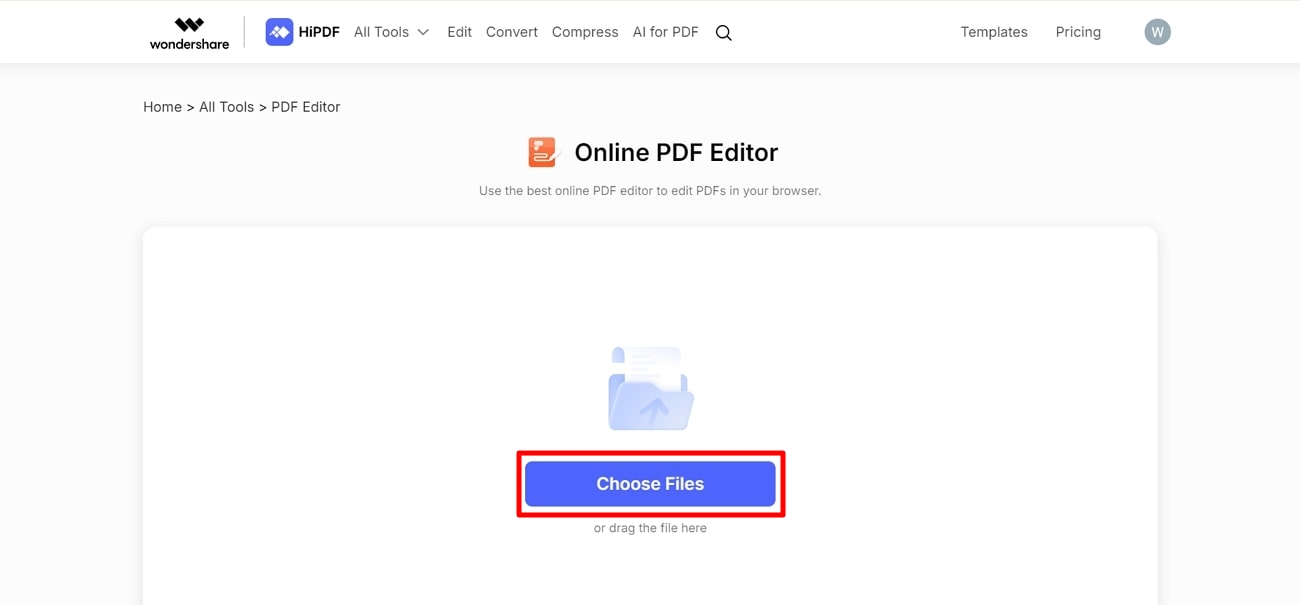 select files to upload hipdf