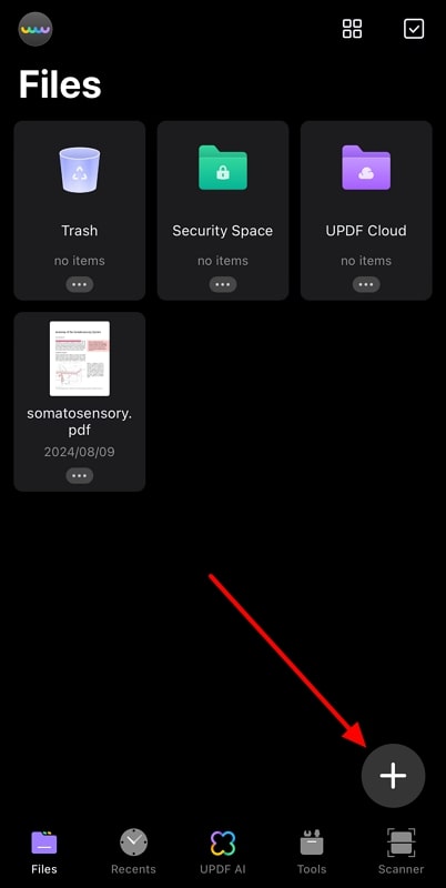 add in pdf in updf app