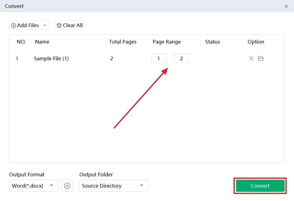 define conversion settings and proceed